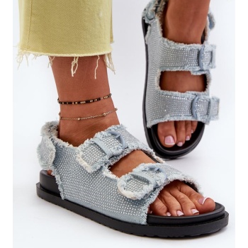 women`s embellished denim sandals blue σε προσφορά