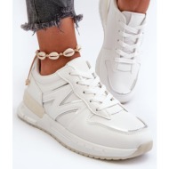  women`s sneakers made of white kaimans eco leather