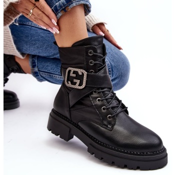 black gennee worker leather ankle boots σε προσφορά