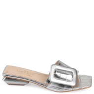  capone outfitters capone short heel with buckle, silver women`s slippers