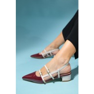  luvishoes cenova claret red-cream patent leather women`s heeled sandals