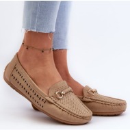  women`s openwork loafers with embellishment, brown kaydance