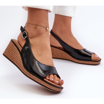 women`s patented wedge sandals sergio σε προσφορά