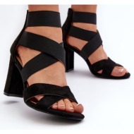  women`s high-heeled sandals with straps black obissa