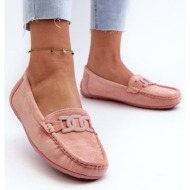  women`s fashionable suede loafers light pink rabell