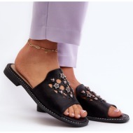  women`s shiny sandals with embellishments s.barski black
