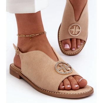 women`s eco suede sandals with gold σε προσφορά