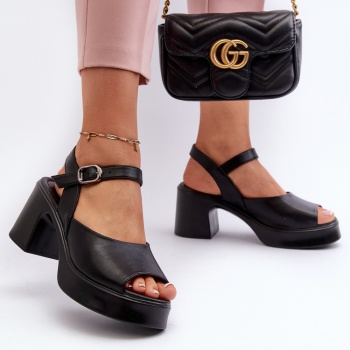 women`s leather sandals with high heels σε προσφορά