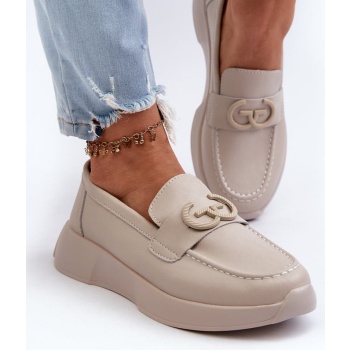 women`s leather loafers on a platform σε προσφορά