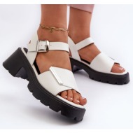  women`s eco-leather sandals with high heels and vinceza white platform