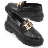  capone outfitters capone oval toe women`s loafers with metal accessories and trak sole wrinkled pate
