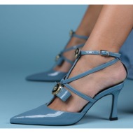  luvishoes grado blue patent leather women's heeled shoes