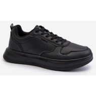  lightweight men`s platform sneakers made of eco leather, black uziran