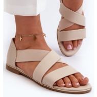  beige leather sandals from puglia with trim