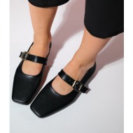 luvishoes bluff black skin flat toe women`s flat shoes