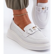  women`s leather loafers on the platform, white s.barski