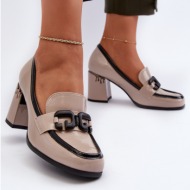  women`s high heel pumps patent beige d&a