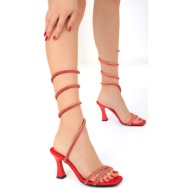  soho women`s red satin classic heeled shoes 19020