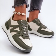  women`s sneakers made of eco leather, green kaimans
