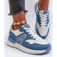  women`s denim sneakers made of eco leather, vinelli blue