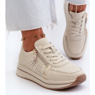  women`s leather sneakers on a beige ligustra platform
