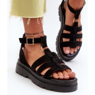  gladiator women`s sandals made of eco suede black dorameia