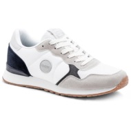  ombre men`s shoes sneakers with combined materials and mesh - white and navy blue