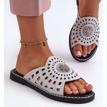 shiny women`s flat slippers with silver σε προσφορά