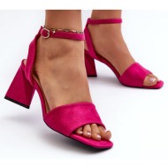  women`s high-heeled sandals made of eco suede fuchsia upttima