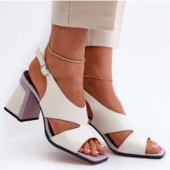  women`s high heeled sandals white d&a