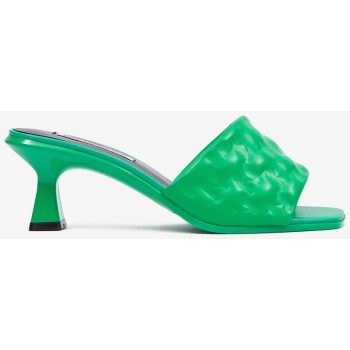 green women`s leather slippers karl σε προσφορά