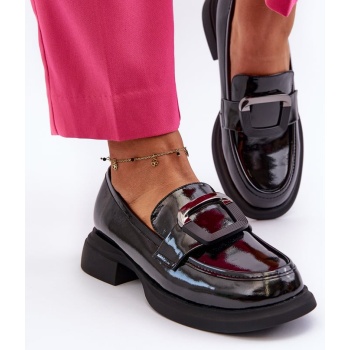 women`s patent leather loafers black σε προσφορά
