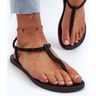  women`s flip-flop sandals with glitter ipanema class brilha fem black