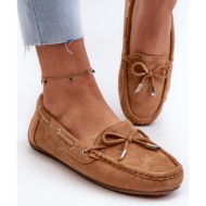  women`s suede loafers camel si passione