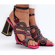  embellished women`s high-heeled sandals d&a black