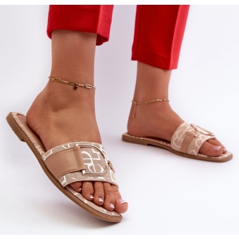 shiny women`s slippers with beige toe σε προσφορά