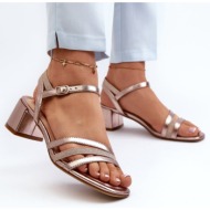  women`s low-heeled sandals made of eco leather sergio leone sk046 rose gold