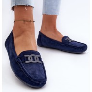  women`s fashionable suede loafers dark blue rabell