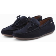  ombre men`s leather moccasin shoes with thong and driver sole - navy blue