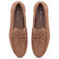  ombre men`s moccasin leather shoes with thong and driver sole - brown