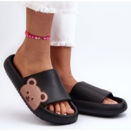  women`s lightweight foam slippers with a teddy bear motif black parisso