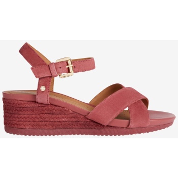 pink women`s suede sandals geox ischia