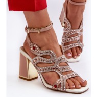  embellished women`s high-heeled sandals d&a pink