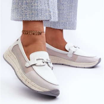 women`s leather loafers d&a white σε προσφορά