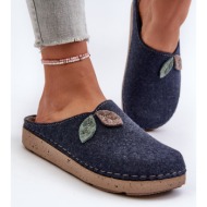  women`s felt slippers inblu navy blue