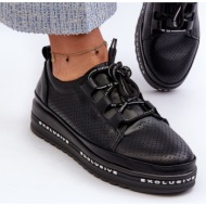  women`s leather platform shoes s.barski black
