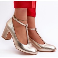  gold pumps made of raniyah eco-leather with high heels