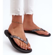  women`s flat flexible flip-flops zaxy grey-black