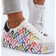  women`s heart sneakers white claral