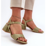  women`s eco-friendly suede block sandals, leisha green